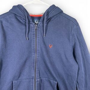 Allen Solly Men’s Small Navy Blue Full Zip Hoodie Sweatshirt Deer Logo